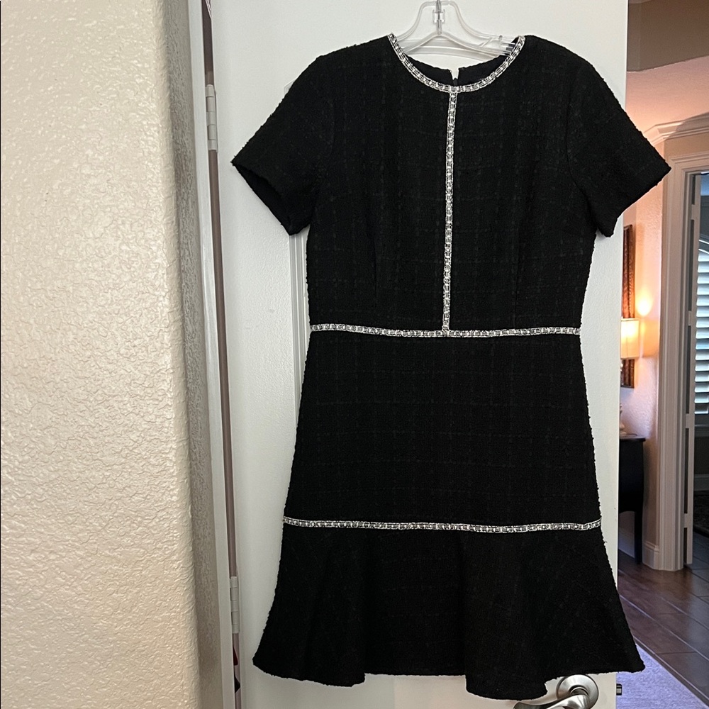 Ann Taylor Black Mini Dress with Silver Accents